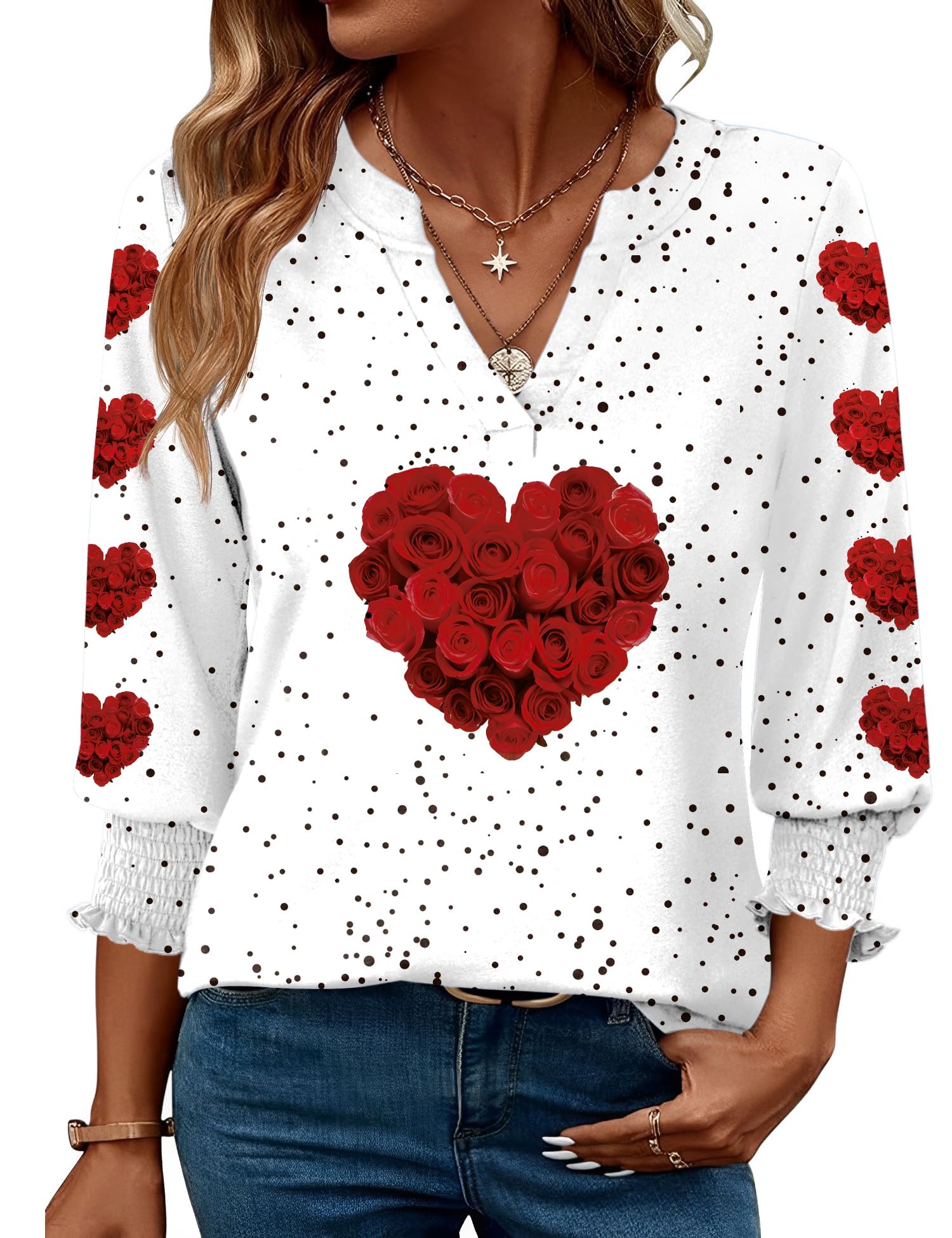 LOMON Women's 2026 Fashion Tops 3/4 Length Sleeve Business Casual Blouses Summer Tees Shirts S-4X