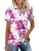 LOMON Womens Golf Polo Shirts Summer Short Sleeve 1/4 Zip Tops Moisture Wicking Casual Tennis Activewear with Pockets