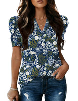 LOMON Spring Summer Tops for Women 2026 V Neck Puff Short Sleeve Tops Fashion Trendy Work Blouses Dressy Casual S-XXL