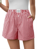 Lomon Boxer Shorts for Women Summer Gingham Pajamas 2026 Lounge Sleep Pj Plaid Shorts Y2K Beach Bottoms with Pockets
