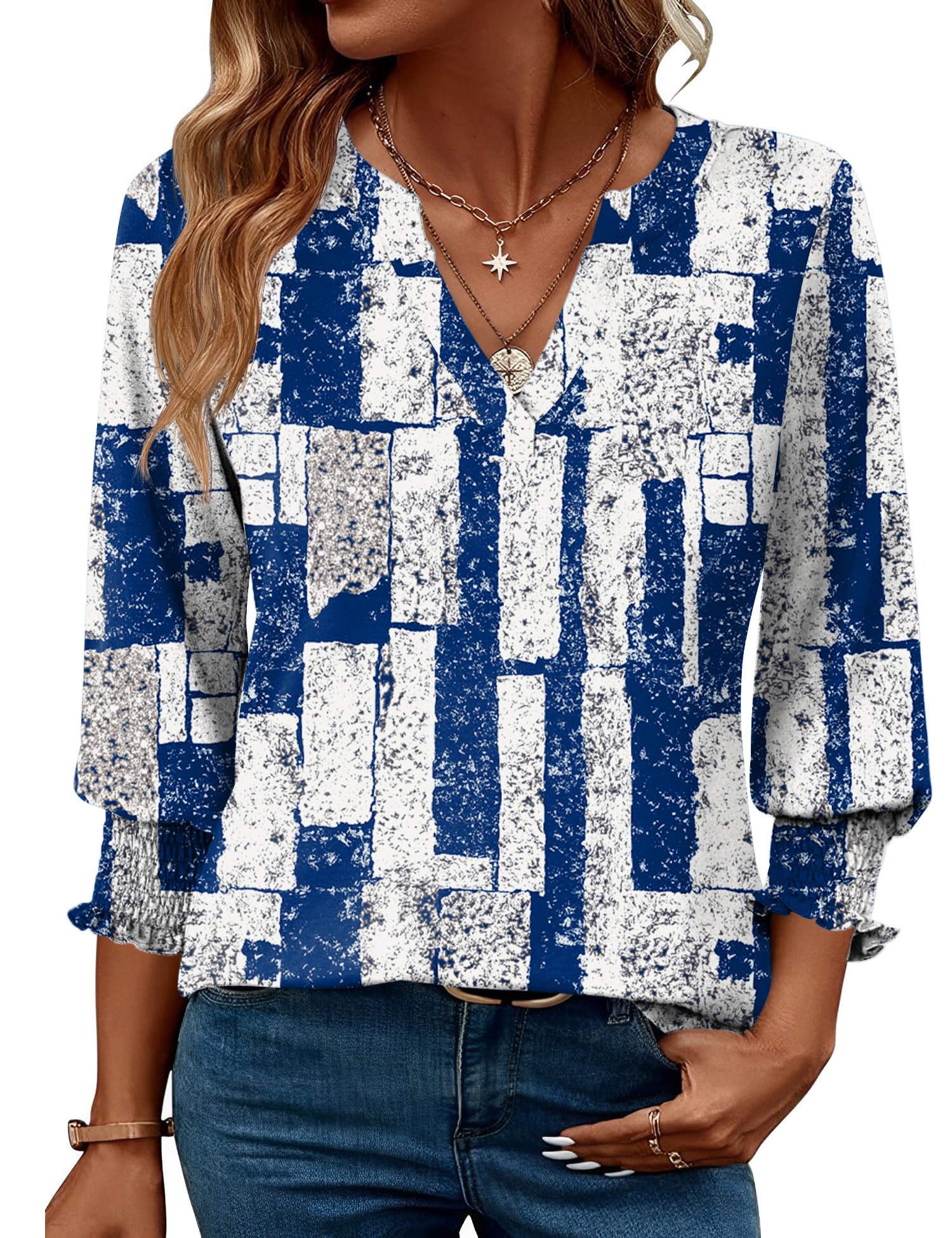 LOMON Women's 2026 Fashion Tops 3/4 Length Sleeve Business Casual Blouses Summer Tees Shirts S-4X