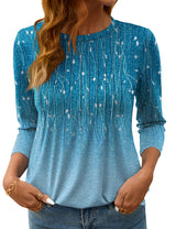 LOMON Women's 3/4 Length Sleeve Tops Crew Neck Dressy Casual Blouses Summer Tees Shirts