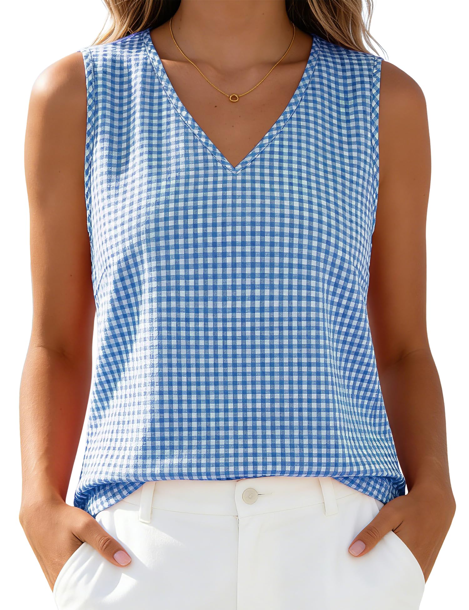 LOMON Womens Linen Crop Tank Top V Neck Tank Tops Sleeveless Cute Spring Summer Tops for Women 2026 Beach Vacation (XS-XL)