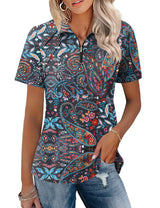 LOMON Womens Golf Polo Shirts Summer Short Sleeve 1/4 Zip Tops Moisture Wicking Casual Tennis Activewear with Pockets