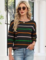 LOMON Womens Sweaters Casual Boat Neck 3/4 Sleeve Lightweight Knit Trendy Pullover Sweater Summer Tops S-XL