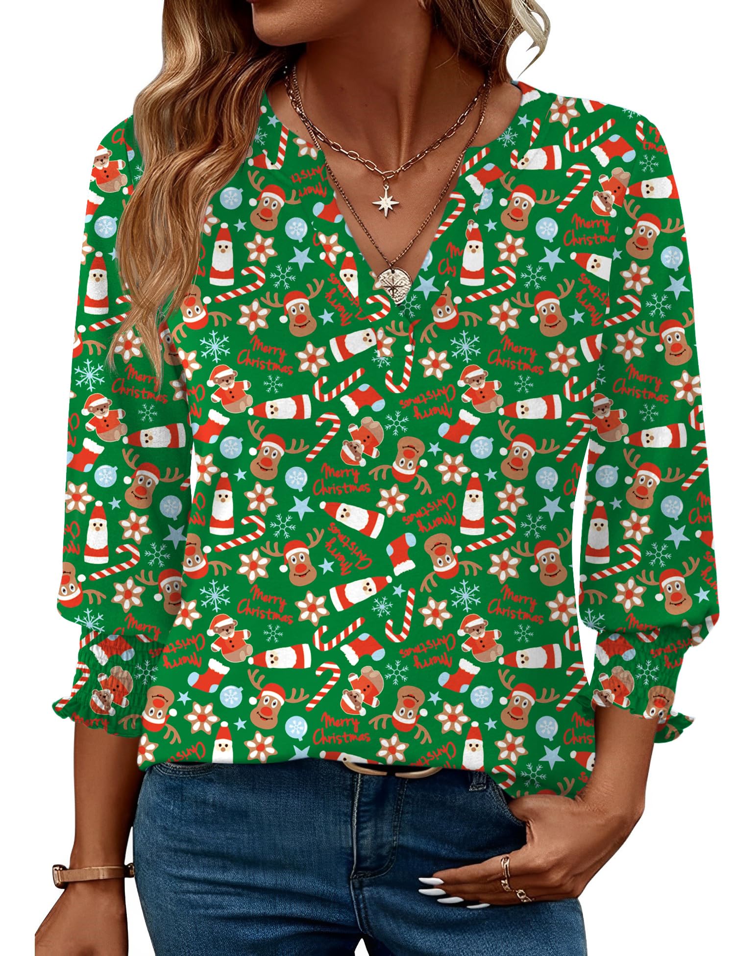 LOMON Women's 2026 Fashion Tops 3/4 Length Sleeve Business Casual Blouses Summer Tees Shirts S-4X