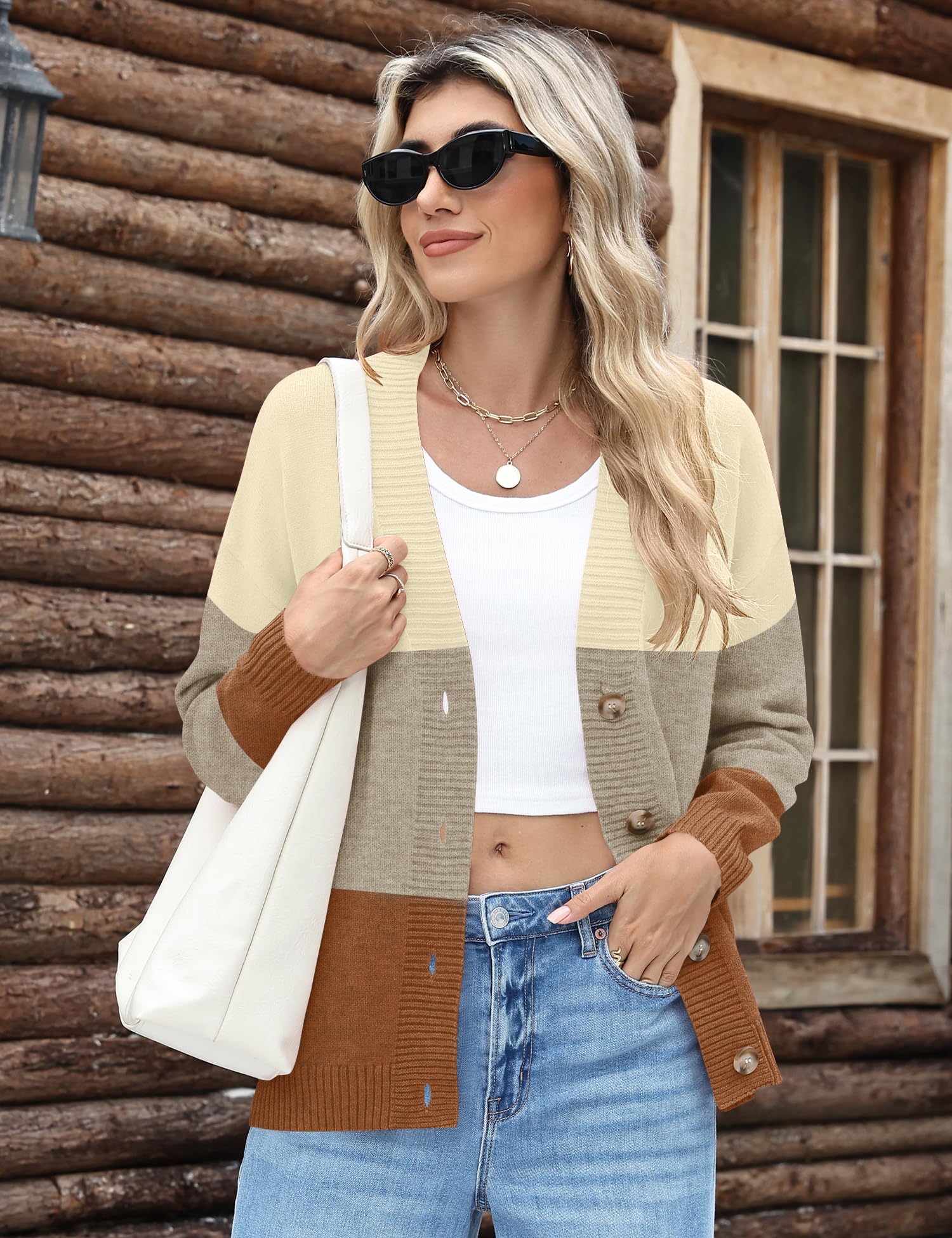 LOMON Women's Button Down Cardigan Sweaters Fall Long Sleeve Open Front Soft Cardigan Casual Loose Knit Coat Outerwear