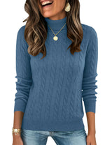 LOMON Women's Casual Turtleneck Sweaters Cable Knit Fall Long Sleeve Slim Fit Pullover Tops