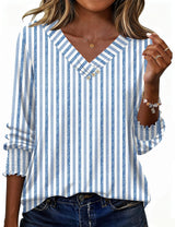 LOMON Blouses for Women Dressy Casual 3/4 Length Sleeve Womens Tops with Buttons Decor