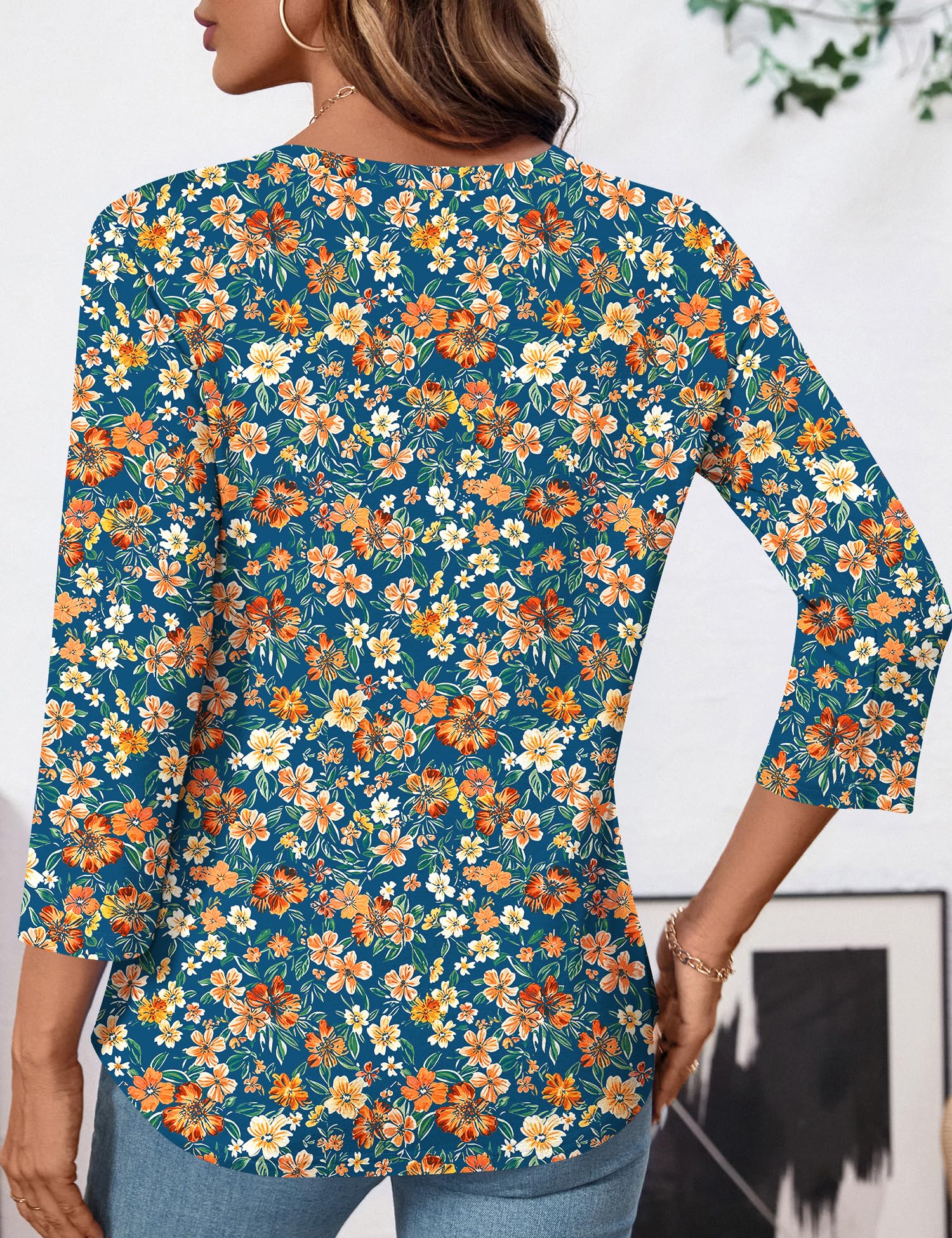LOMON Womens 3/4 Length Sleeve Tops V Neck Business Casual Blouses Summer Tees Shirts 2026