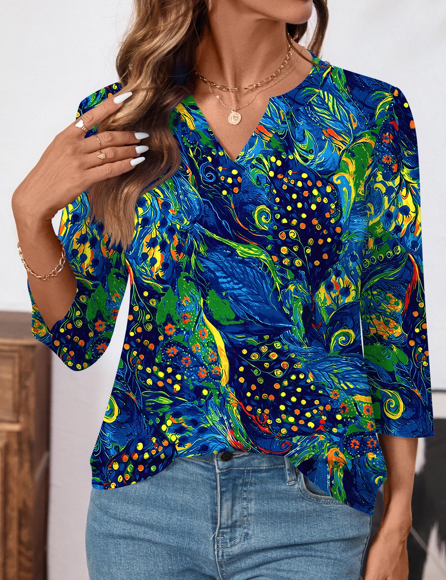 LOMON Womens 3/4 Length Sleeve Tops V Neck Business Casual Blouses Summer Tees Shirts 2026
