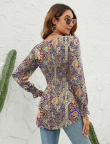 LOMON Blouses for Women Puff Long Sleeve Shirts Square Neck Casual Smocked Tunic Tops 2024 Spring Fall Winter Clothes S-XL
