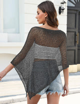 LOMON Womens Sheer Poncho Shrug Bolero Lightweight Knit Crochet Shrug Mesh Cover Up Summer 2026