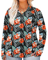 LOMON Womens Plus Size Workout Tops Long Sleeve 1/4 Zip UV Sun Protection Quick Dry Hiking Athletic Shirts Rash Guard UPF 50+