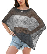 LOMON Womens Sheer Poncho Shrug Bolero Lightweight Knit Crochet Shrug Mesh Cover Up Summer 2026