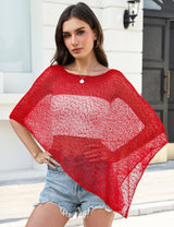 LOMON Womens Sheer Poncho Shrug Bolero Lightweight Knit Crochet Shrug Mesh Cover Up Summer 2026