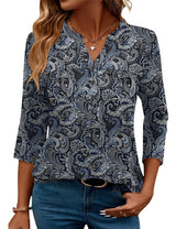LOMON Womens Tops 3/4 Sleeve Botton Down Shirts Casual V Neck Tunic Blouses Pleated Fashion Summer Tees 2026 Trendy S-3XL