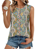 LOMON Tank Top for Women Crew Neck Sleeveless Loose Fit Button Casual Tee Shirts Summer Fashion 2026 Tunic Tops Blouses