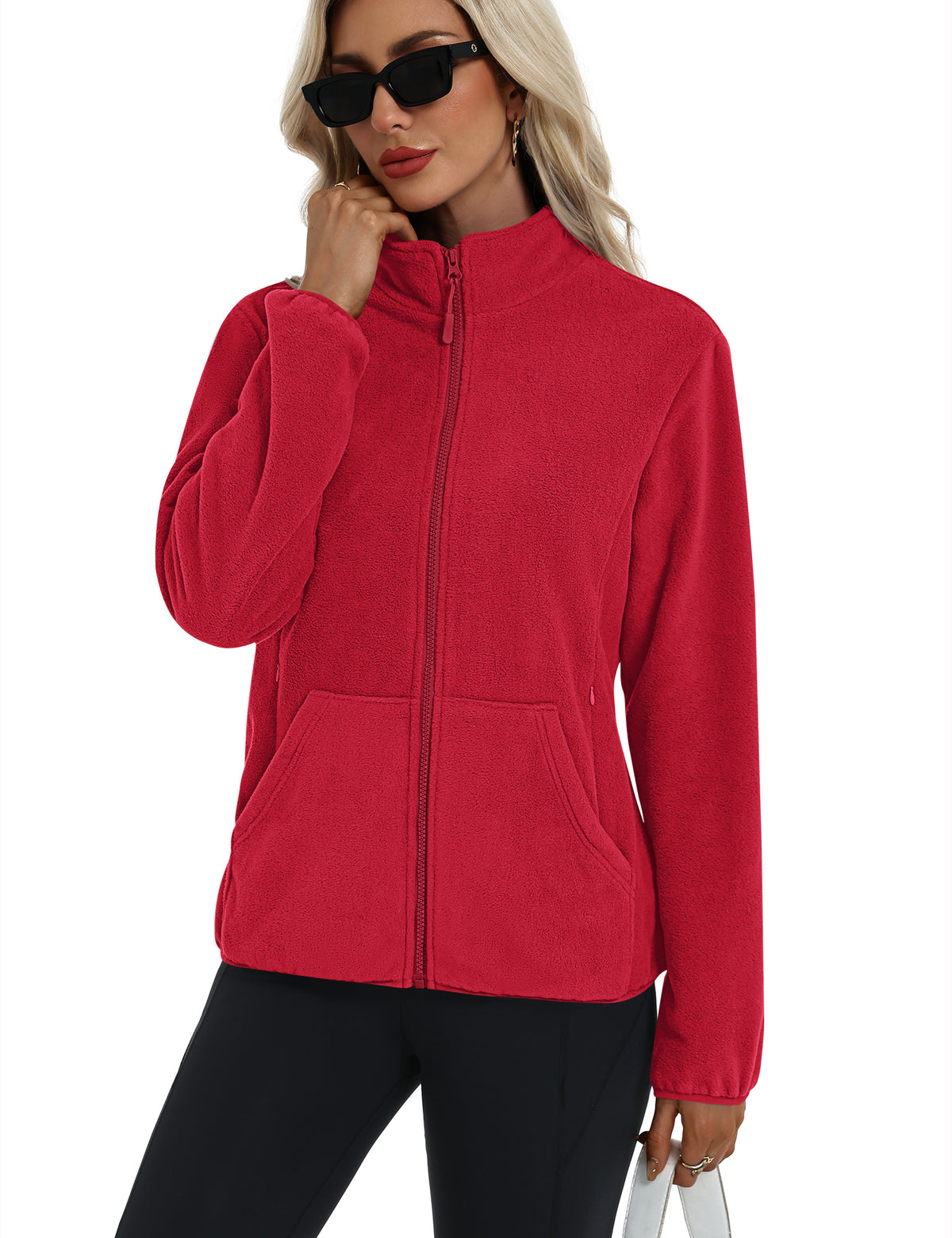 LOMON Fleece Jacket Women with 6 Pockets Lightweight Full Zip Coat
