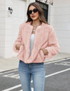 LOMON Women's Winter Cropped Faux Fur Coat Long Sleeve Open Front Cardigan
