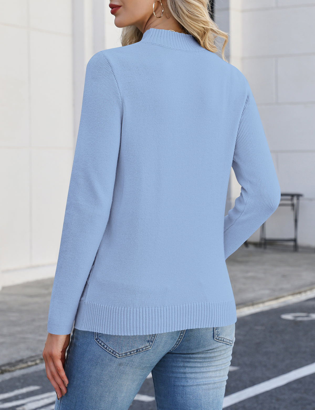 LOMON Women's Mock Neck Sweater Long Sleeve 2026 Fall Winter Knitted Tops
