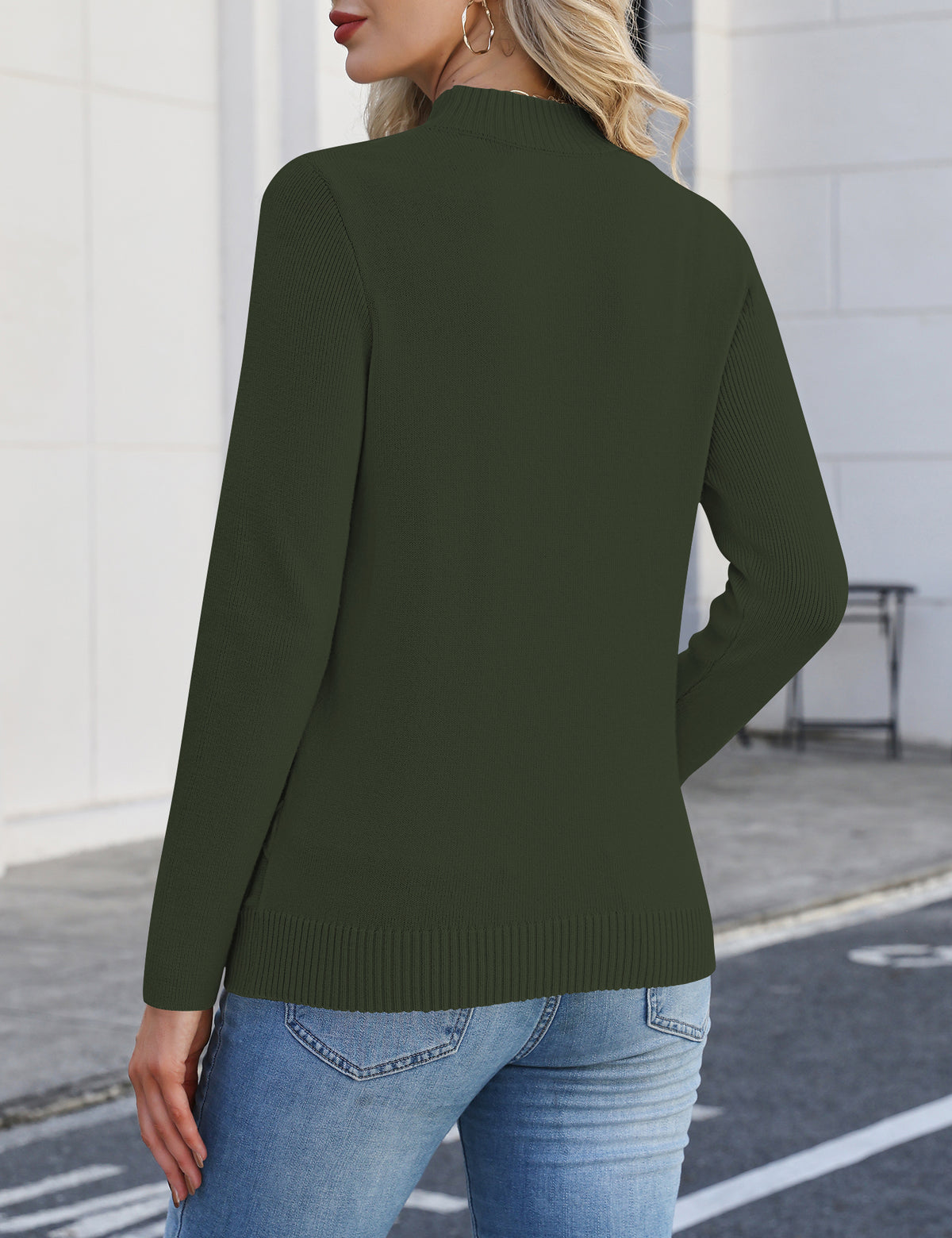 LOMON Women's Mock Neck Sweater Long Sleeve 2026 Fall Winter Knitted Tops