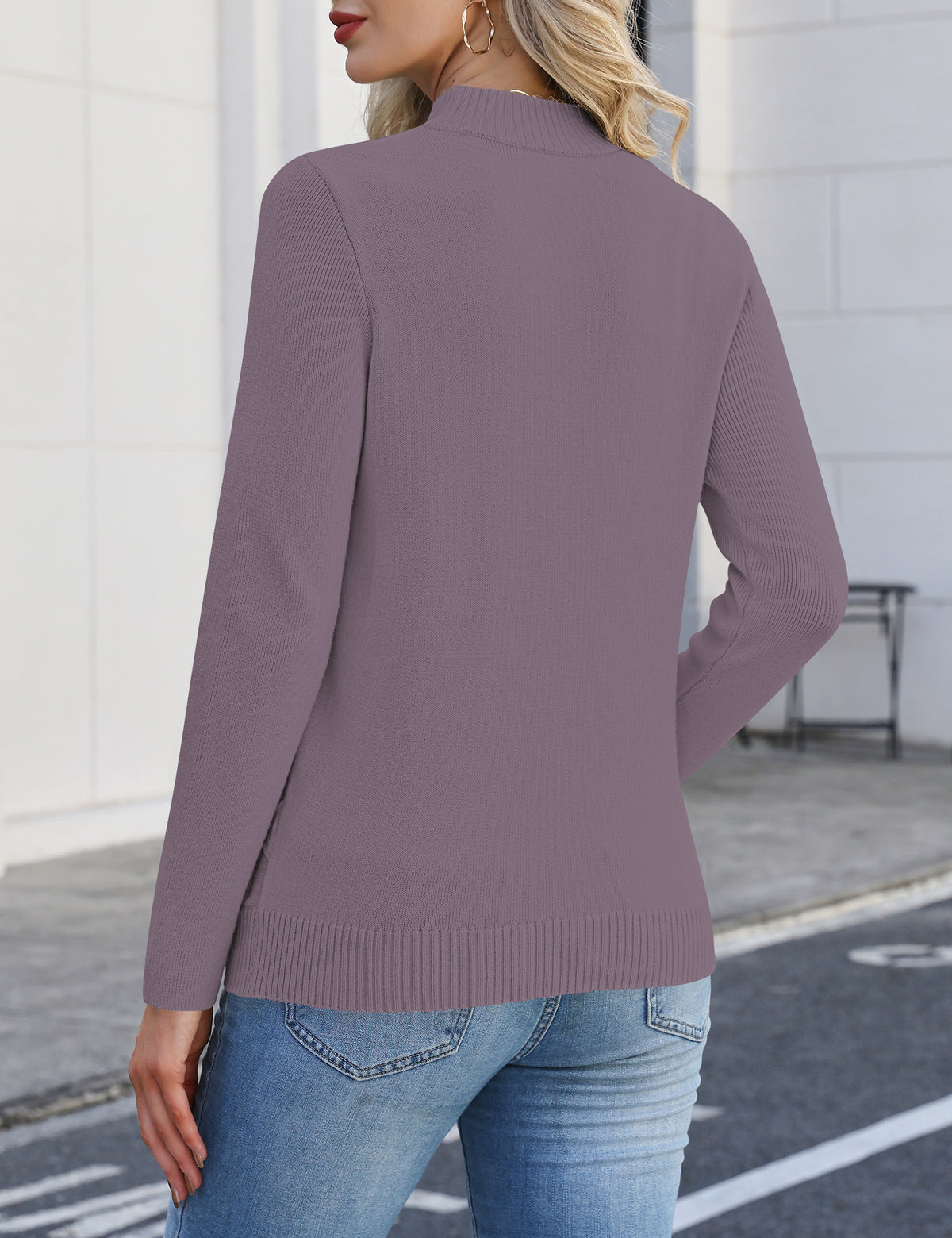 LOMON Women's Mock Neck Sweater Long Sleeve 2026 Fall Winter Knitted Tops