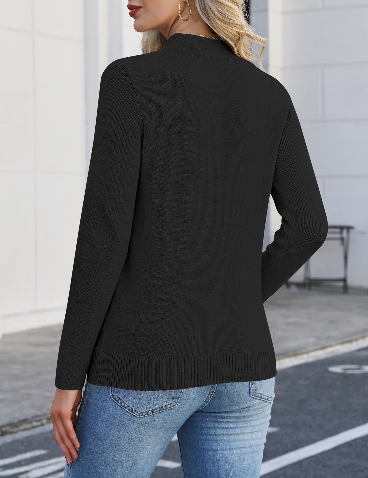 LOMON Women's Mock Neck Sweater Long Sleeve 2026 Fall Winter Knitted Tops