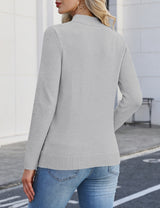 LOMON Women's Mock Neck Sweater Long Sleeve 2026 Fall Winter Knitted Tops