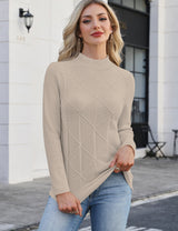 LOMON Women's Mock Neck Sweater Long Sleeve 2026 Fall Winter Knitted Tops