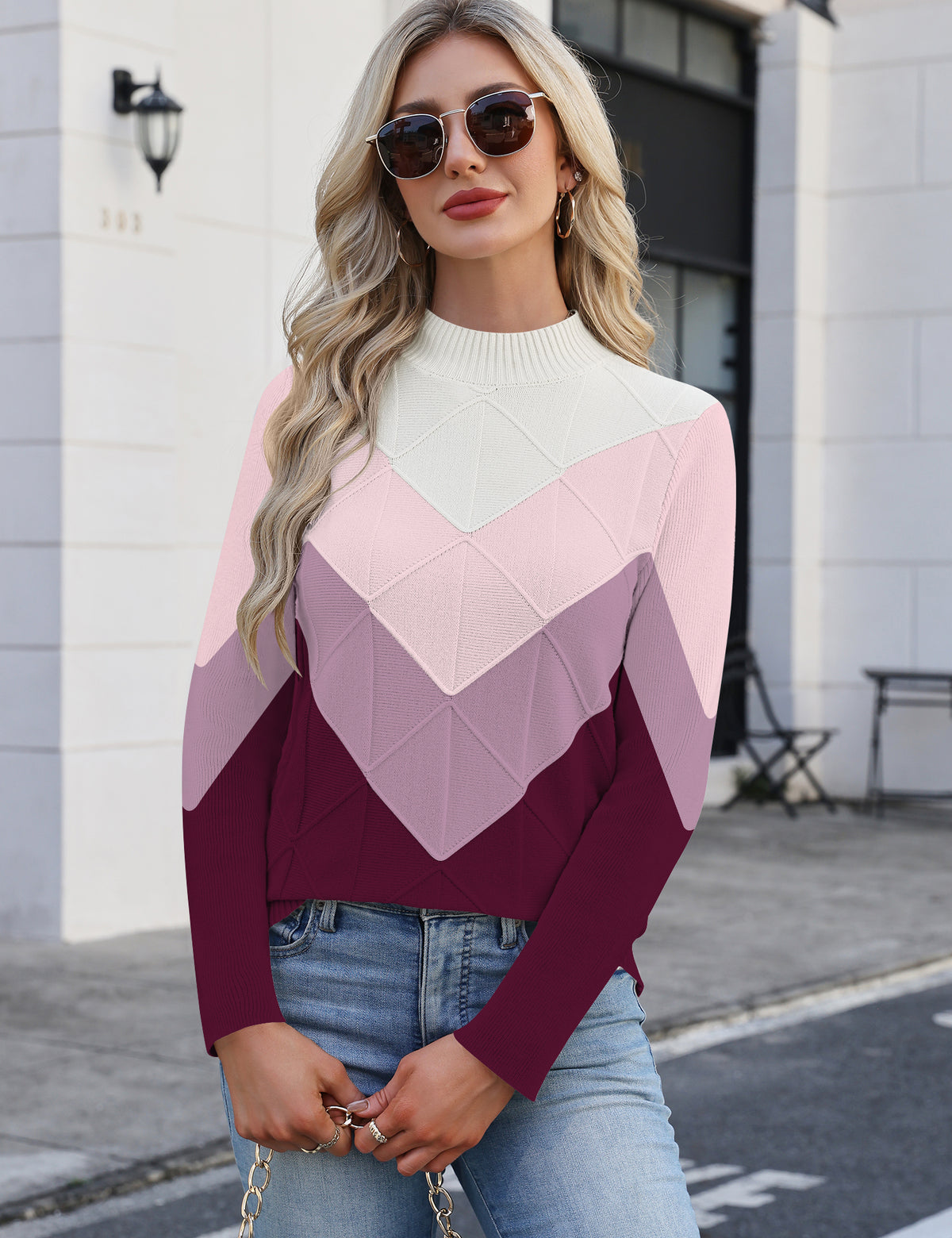 LOMON Women's Mock Neck Sweater Long Sleeve 2026 Fall Winter Knitted Tops