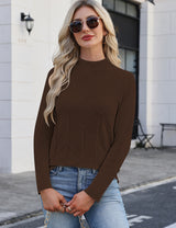 LOMON Women's Mock Neck Sweater Long Sleeve 2026 Fall Winter Knitted Tops