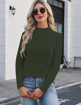 LOMON Women's Mock Neck Sweater Long Sleeve 2026 Fall Winter Knitted Tops