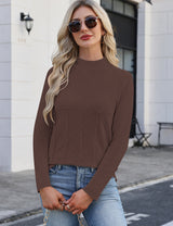 LOMON Women's Mock Neck Sweater Long Sleeve 2026 Fall Winter Knitted Tops