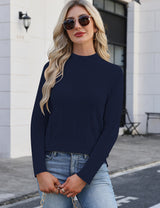 LOMON Women's Mock Neck Sweater Long Sleeve 2026 Fall Winter Knitted Tops