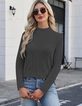 LOMON Women's Mock Neck Sweater Long Sleeve 2026 Fall Winter Knitted Tops