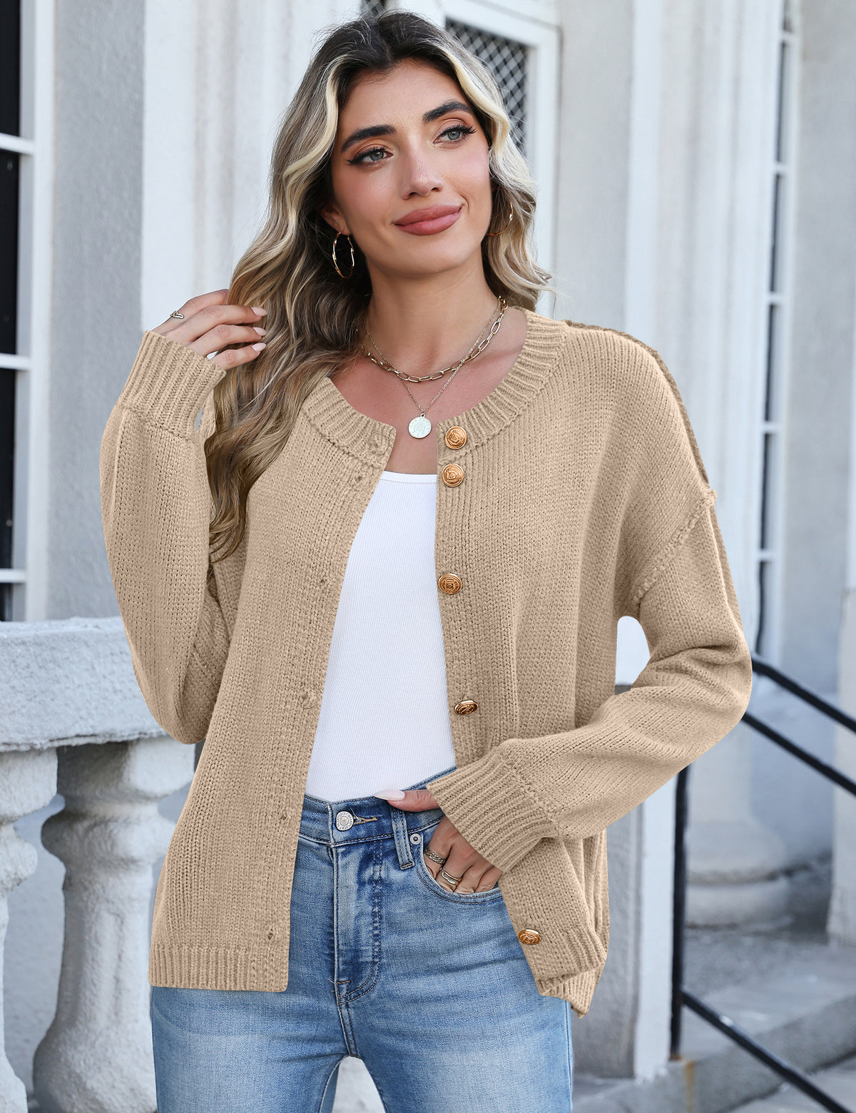 LOMON Womens Cardigan Sweaters 2026 Chunky Fall Winter Button Up Outfits