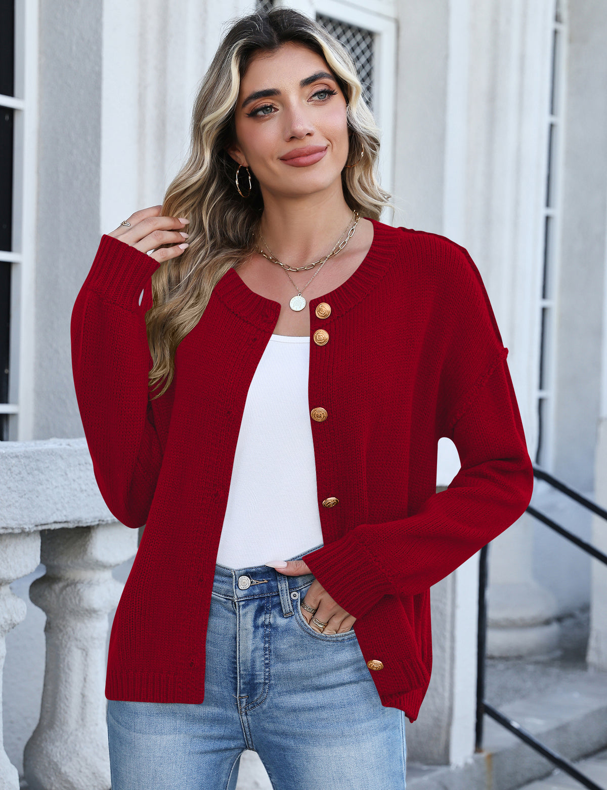 LOMON Womens Cardigan Sweaters 2026 Chunky Fall Winter Button Up Outfits