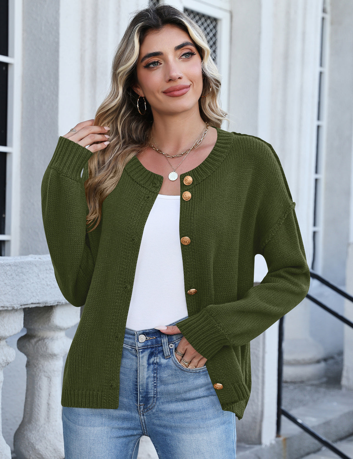 LOMON Womens Cardigan Sweaters 2026 Chunky Fall Winter Button Up Outfits