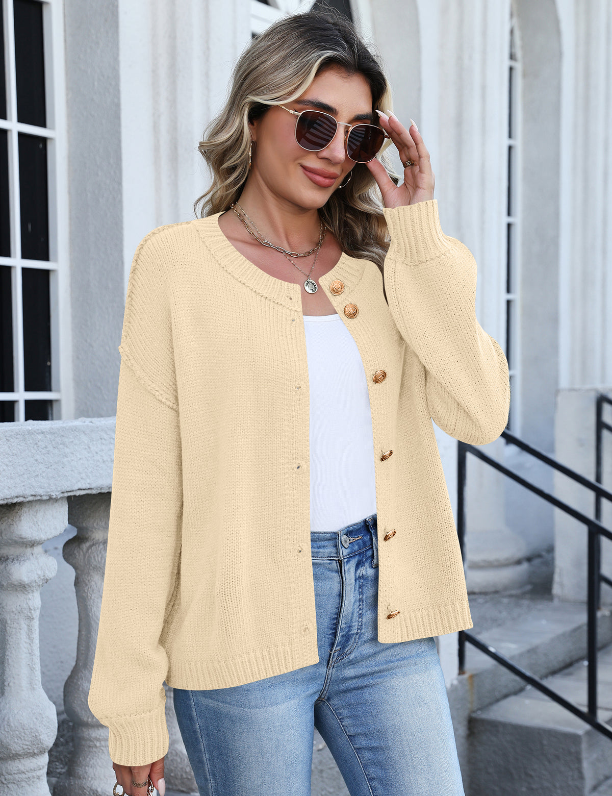 LOMON Womens Cardigan Sweaters 2026 Chunky Fall Winter Button Up Outfits