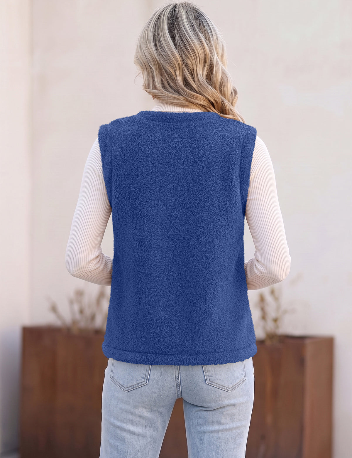 LOMON Womens Fuzzy Fleece Vest Warm Sleeveless Zip-Up Sherpa Jacket