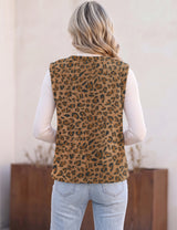 LOMON Womens Fuzzy Fleece Vest Warm Sleeveless Zip-Up Sherpa Jacket