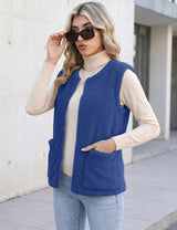 LOMON Womens Fuzzy Fleece Vest Warm Sleeveless Zip-Up Sherpa Jacket