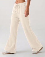 LOMON Womens Fleece Flare Sweatpants, Wide Leg Lounge Pants with Pockets