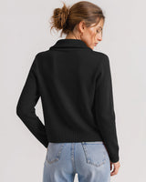 LOMON Cardigan Sweaters for Women, Two Way Zip Cropped Knit Jacket