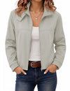 LOMON Jackets for Women Zip Up Funnel Neck Cropped Jackets With Pockets
