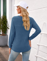 LOMON Womens Sweaters Crewneck Waffle Knit Top Winter Fall Fashion Clothing
