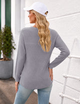 LOMON Womens Sweaters Crewneck Waffle Knit Top Winter Fall Fashion Clothing