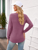 LOMON Womens Sweaters Crewneck Waffle Knit Top Winter Fall Fashion Clothing