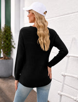 LOMON Womens Sweaters Crewneck Waffle Knit Top Winter Fall Fashion Clothing